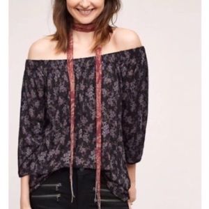✨5 FOR $25✨  Anthropologie Deletta Purple Floral Cottagecore Top